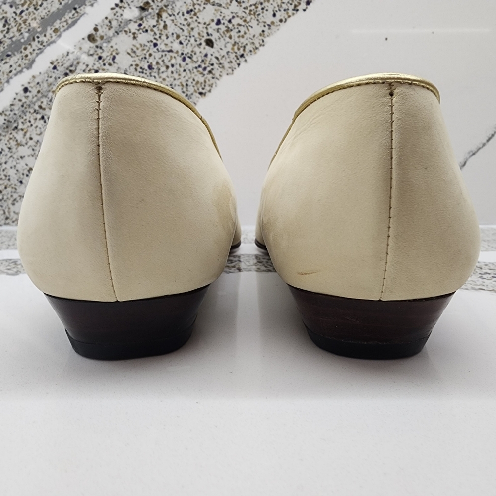 Vintage 80s/90s Ferragamo Ivory Nappa Evening Flats Size 8.5 - Picture 5 of 16